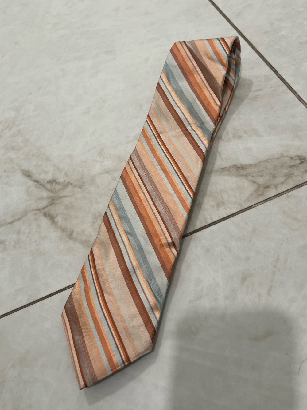 Perry Ellis Portfolio Orange Striped Silk Tie